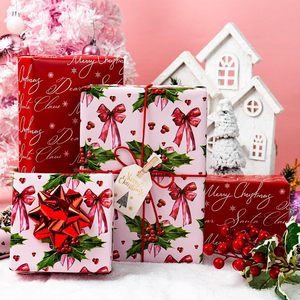 Reversible Christmas <b>Wrapping</b> <b>Paper</b> Roll Pink Holly Berry Bow 46.8 Square Feet Gift Craft Use Recyclable - Product Image 5