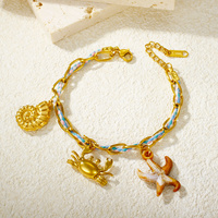 Bracelet tendance d'été pour la plage, plaqué or 18 carats, acier inoxydable, motif océan, fait main pour femmes