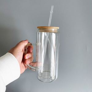 Vasos de doble pared de 12oz, 15oz, 20oz, de vidrio preperforado tipo globo de nieve, aptos para vasos de cerveza con purpurina de 5mm, con asa para purpurina - Product Image 3