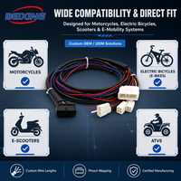 Harnais de câblage électronique personnalisés BeiXing avec isolation en PVC, indice de protection IP67, âme en cuivre pour motos et vélos