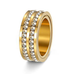 Anneaux de mariage plaqués or pour homme et femme, anneaux en diamant CZ, bijoux de fiançailles en acier inoxydable, <span class=keywords><strong>alliance</strong></span> - Product Image 4