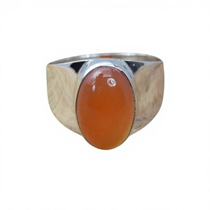 Anillo de Plata de Ley 925 con Piedra Preciosa Cornalina, Joyería Fina Antigua Hecha a Mano, Certificada, Estilo Cristiano - Product Image 1