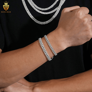 <span class=keywords><strong>Cadena</strong></span> Cubana <span class=keywords><strong>de</strong></span> <span class=keywords><strong>Plata</strong></span> 925 con Moissanita <span class=keywords><strong>de</strong></span> <span class=keywords><strong>8mm</strong></span> y 10mm, Estilo Miami, con Incrustaciones <span class=keywords><strong>de</strong></span> Moissanita, Pasa la Prueba del Diamante, <span class=keywords><strong>Cadena</strong></span> <span class=keywords><strong>de</strong></span> Moissanita VVS - Product Image 4