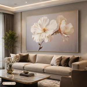 Peinture florale murale en soie haut de gamme, décoration artisanale en soie textile, fleur de pivoine dorée, fournisseur d'usine du Vietnam, modèle H0302-7 - Product Image 5