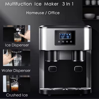 Distributeur d'eau 3-en-1 avec machine à glaçons pilés et fonction autonettoyante, capacité de 15 kg, idéal pour la maison, la cuisine et le bureau