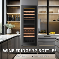 Cave à vin électrique avec étagères en bois, homologuée CE/CSA, pour la maison, l'hôtel, le bureau, le club, VI85DT, 77 bouteilles