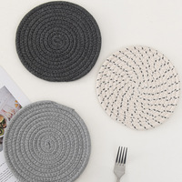 Ensemble de 3 dessous-de-plat modernes et minimalistes en coton polyester isolant, diamètre 18 cm, avec sous-verres et tapis de table, idéal comme cadeau