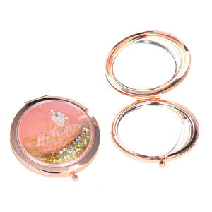 Quicksand Glitter Round <b>Compact</b> Mirror 70mm Portable Folding <b>Makeup</b> Mirror With 95 High Reflectivity Cute Pocket Mirror For - Product Image 5