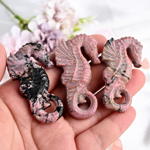Vente chaude des fabricants : Sculpture animale en cristal, joli hippocampe en rhodonite pour la décoration - Product Image 4