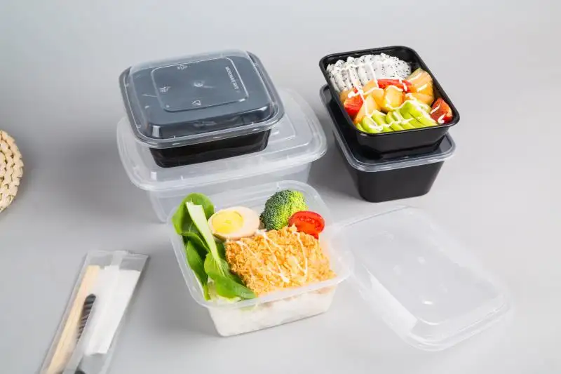 Bester Preis China Herstellung Qualität Lunchbox Kunststoff behälter 700ml Einweg Kunststoff rechteckige Lebensmittel box