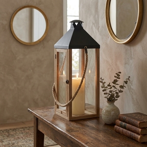 Guffon's <b>large</b> <b>candle</b> holder, made of solid wood in a luxurious brown-grey hue, combines rustic charm with modern design. - Product Image 4