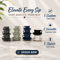 Tasse à cappuccino, espresso et latte en porcelaine moderne et simple, avec soucoupe, passe au lave-vaisselle, durable, logo personnalisé, couleur mate, pour café