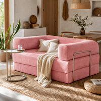 Canapé-lit professionnel en velours côtelé avec structure en acier inoxydable 304 pour rangement pliable et utilisation dans le salon ou la chambre d'amis
