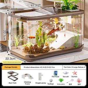 <span class=keywords><strong>Acquario</strong></span> Creativo con Coperchio Trasparente per Tartarughe e Pesci Rossi, Decorazione per Soggiorno, <span class=keywords><strong>Acquario</strong></span> da Scrivania Ecologico con Ornamenti Paesaggistici - Product Image 6