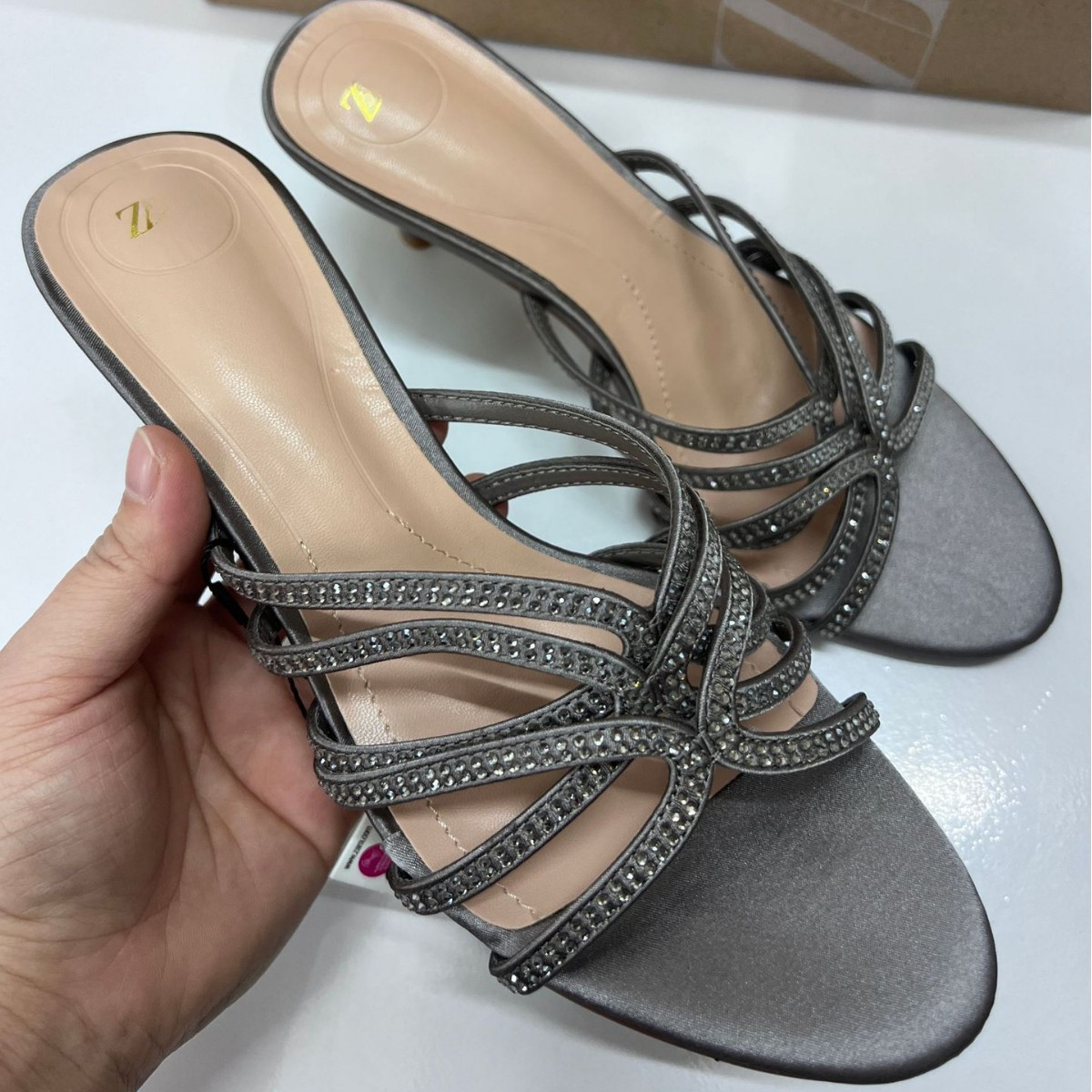 heel grey sandal for women