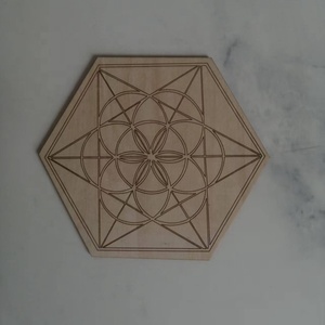 Panneau décoratif en bois à motifs géométriques hexagonaux, tableau de cristal, spiritueauté, sous-verre, panneau d'isolation thermique - Product Image 4