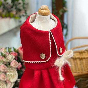 Robe pour petit chien en polyester écologique haut de gamme, classique, en peluche, pour Noël, Nouvel An, hiver, lavage à la main - Product Image 2