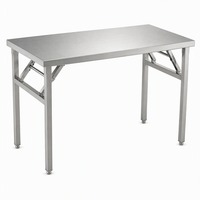 Table de travail pliable en acier inoxydable 201 304 avec étagère réglable, banc de préparation pour cuisine commerciale, table de travail pour restaurant, hôtel