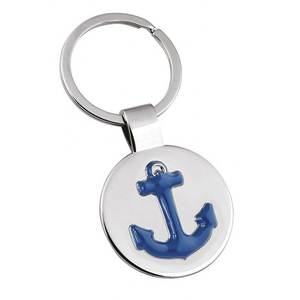 Portachiavi con Ancora Blu Personalizzabile, Decorazione in Metallo - Product Image 1