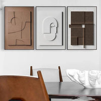 Affiche Murale Nordique Géométrique Effet Relief 3D Minimalisme Moderne Ligne Abstraite, Peinture à l'Huile Peinte à la Main Effet Mural pour Salon