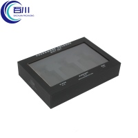 Yaratıcı Sade Siyah Çevre Dostu Kaplamalı Kağıt Kapaklı Alt Bölmeli Hediye Kutusu Logolu Sert PVC Kutu Ambalajı Parfüm Kozmetik Ürünleri için