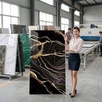 Panneau mural de décoration intérieure de luxe avec dorure Feuille de marbre PVC Panneau de texture de marbre UV