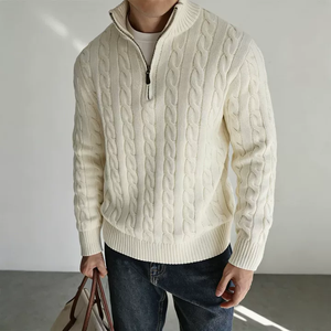 Maglioni da <span class=keywords><strong>Uomo</strong></span> Casual <span class=keywords><strong>Slim</strong></span>-<span class=keywords><strong>Fit</strong></span> di Alta Qualità Personalizzati, 100% Cotone Traspirante, Taglie Grandi, Pullover Invernale con Cerniera, Tinta Unita - Product Image 2