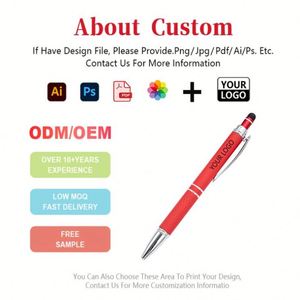 Stylos de luxe Bullet 1,0 mm multifonctions 2 en 1, stylet pour écran tactile, stylo à bille en métal, personnalisable avec logo d'entreprise - Product Image 3
