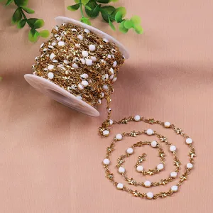 High Quality White Enamel Gold Plated Round Star Accessories Connector Bulk Selling Brass Chains