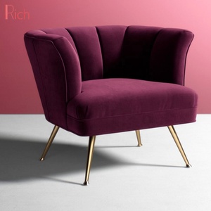 Mid Century Style Furniture Single Sofa Scalloped-Back Chair Stainless Steel legs fabric Velvet Living Room Armchair - Product Image 5