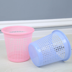 Small <b>Mesh</b> Trash Can Cylindrical Hollowed Out <b>Plastic</b> Bin For Home Office Kitchen Living Room Use Three Color Mixed Packaging - Product Image 2