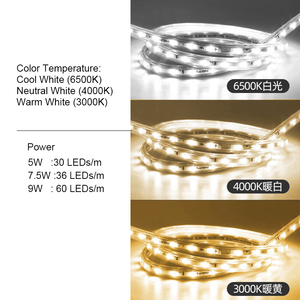 Bande <span class=keywords><strong>LED</strong></span> flexible pour éclairage COB HLS168 <span class=keywords><strong>220V</strong></span> AC IP20 50M 7.5W Ra80 3000K/4000K/6500K pour armoires et escaliers - Product Image 4