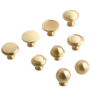 Lgedis Brass Cabinet <b>Knobs</b> Round Minimalist Gold Drawer Wardrobe Handles Furniture Hardware Single Hole Durable - Product Image 3