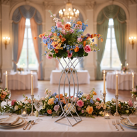 Boule de fleurs en métal doré pour décoration de table de mariage et de restaurant Arrangements floraux et centres de table de fête