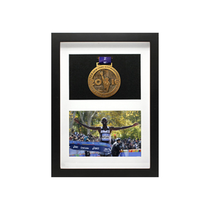 Marathon Runner Sports Wooden Medal Shadow Box Display <b>Frame</b> Simple Eco-Friendly UV Printed Large <b>Black</b> Picture <b>Frame</b> - Product Image 1