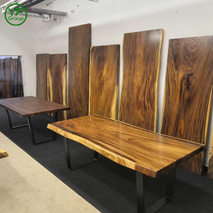 רהיטי מסעדת עץ אלון דרום אמריקאי, משטחי עבודה מעץ מלא, שולחן עץ מלא עם קצה חי, משטח עץ מלא לחדר אוכל - Product Image 6