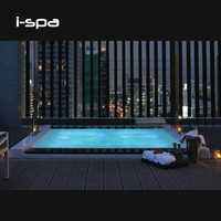 Baignoire Spa Carrée en Acrylique Moderne Penninsular Overflow avec Massage Hydromassant, Installation Encastrée en Granit Noir pour Villa Intérieure