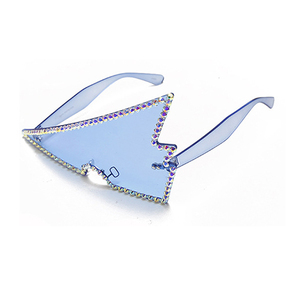 패션 여성 무테 삼각형 라인 석 독특한 특대 숙녀 투명 바다 렌즈 안경 핑크 노란색 UV400 선글라스 <span class=keywords><strong>2025</strong></span> - Product Image 5