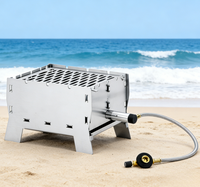 Ensemble barbecue et réchaud à gaz pliables portables pour le camping en plein air, design minimaliste facile à nettoyer