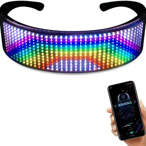 Gafas LED brillantes, gafas multicolores con carga USB de Control de aplicación para adultos, mensajes de visualización, animación, dibujos de bricolaje