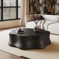 Table Basse Italienne Moderne Vintage en Bois Massif, Design Papillon Pétale Nuage Simple, Décoration Maison pour Salon, Style Bois Massif