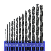Ensemble de 13 forets hélicoïdaux à tige droite en acier inoxydable coupe de trous métalliques surface lisse sans bavure ensemble de boîtes en fer