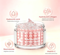 Crème de nuit hydratante et raffermissante au collagène rose et à l'acide hyaluronique pour femmes adultes, tous types de peau, marque privée