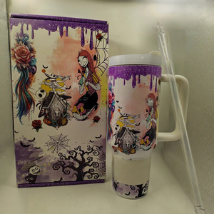 Marca personalizada regalo de Halloween 40oz brillante taza oscura vaso pesadilla Navidad Jack Sally teteras logotipo personalizado - Product Image 4
