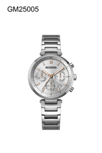Montre-bracelet chronographe à quartz raffinée et intemporelle en acier inoxydable de 36 mm avec verre saphir et étanchéité 5 ATM pour le bureau - Product Image 3