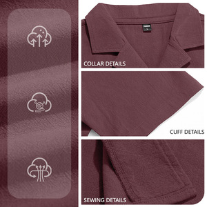 Camisa de Lino Distintiva para Hombre, Manga Corta de Verano, Cuello Clásico, Color Sólido, Diseño Elegante, Ropa Casual - Product Image 2