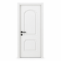 Porte intérieure composite robuste insonorisée en bois pré-peint blanc à 2 panneaux cintrés, prête à l'emploi, pour usage résidentiel (vente en gros)
