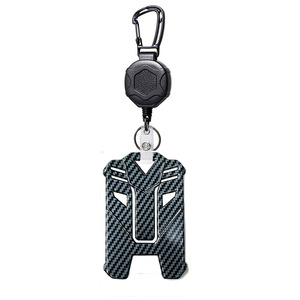 Retractable badge sleeve, black heavy-duty keychain, badge scroll, tactical <b>ID</b> card key sleeve, carbon fiber card <b>holder</b> - Product Image 5