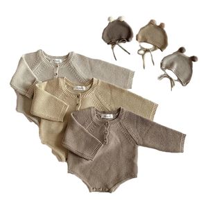 Herbst New Toddler Baby Jungen Mädchen Strick Bodysuit Säugling Jumps uit Strickwaren Outfits Neugeborene Baby Pullover und Baby Strick mütze - Product Image 1