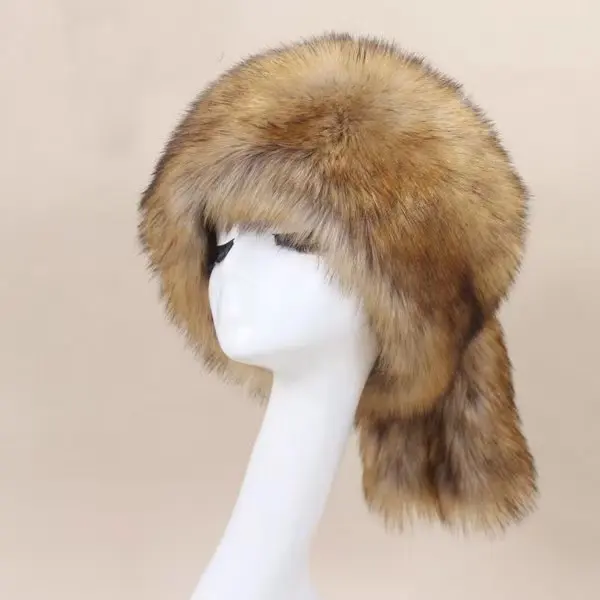 หมวกขนสัตว์เทียมสำหรับผู้หญิง,หมวกให้ความอบอุ่นขนสัตว์เทียมพร้อมหมวกหางหมวกขนสัตว์สำหรับฤดูหนาว